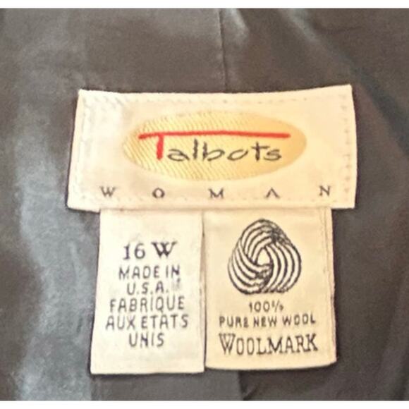 ⭐️ Talbots Woman Vintage 100% Wool Laine Black Button Up Jacket Blazer‎ Size 16W - Picture 3 of 5
